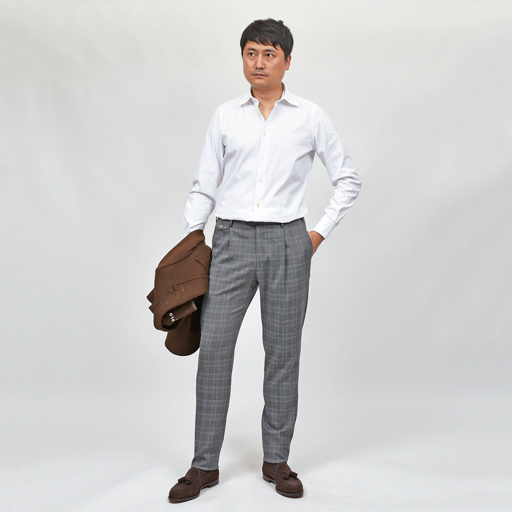 PT TORINO(ピーティー トリノ) ウォッシャブルウール ストレッチ グレンチェック 1プリーツドレスパンツ GENTLEMAN FIT/PO66
