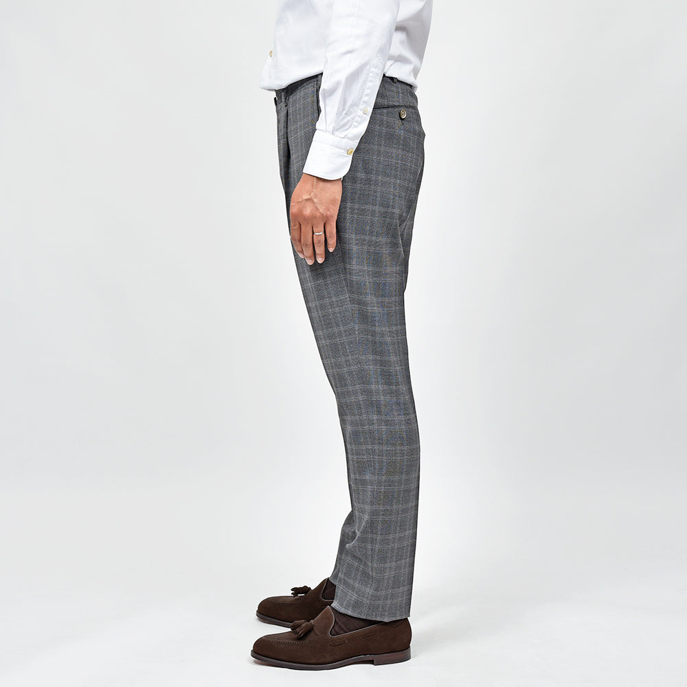 PT TORINO(ピーティー トリノ) ウォッシャブルウール ストレッチ グレンチェック 1プリーツドレスパンツ GENTLEMAN FIT/PO66