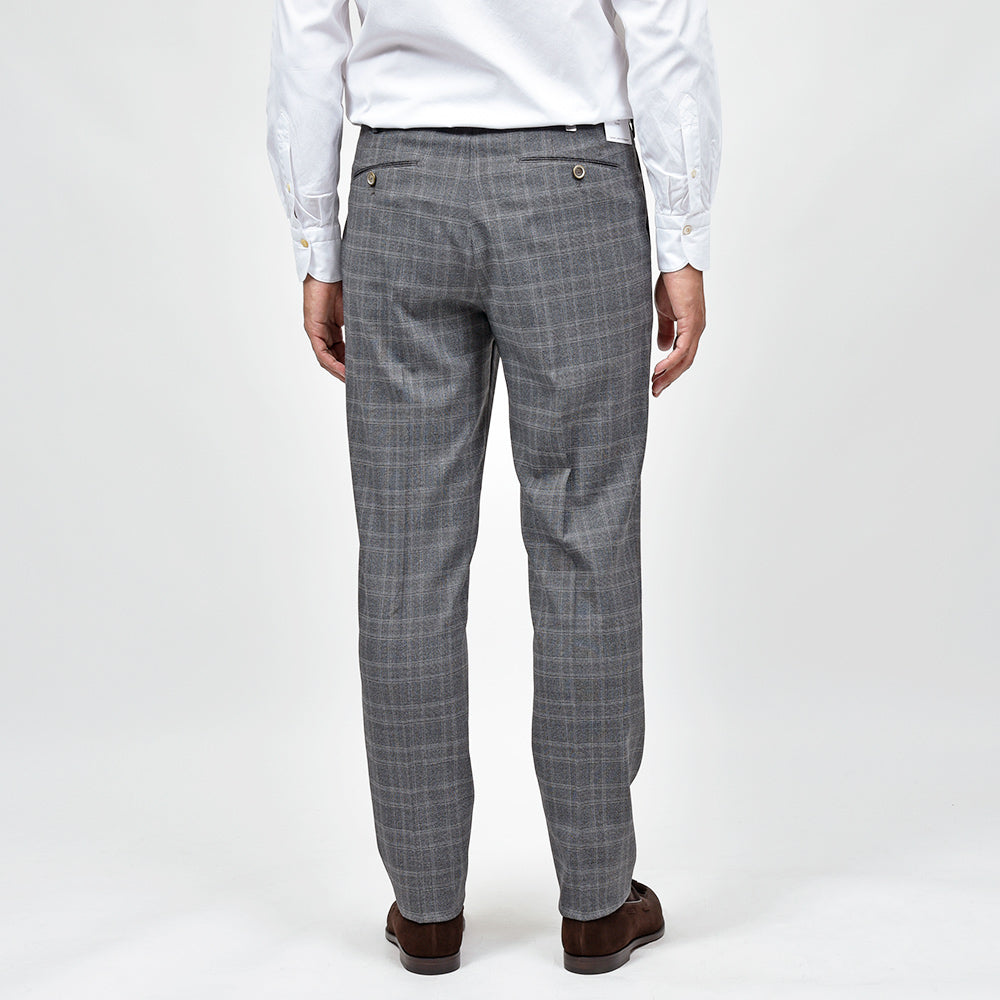 PT TORINO(ピーティー トリノ) ウォッシャブルウール ストレッチ グレンチェック 1プリーツドレスパンツ GENTLEMAN FIT/PO66