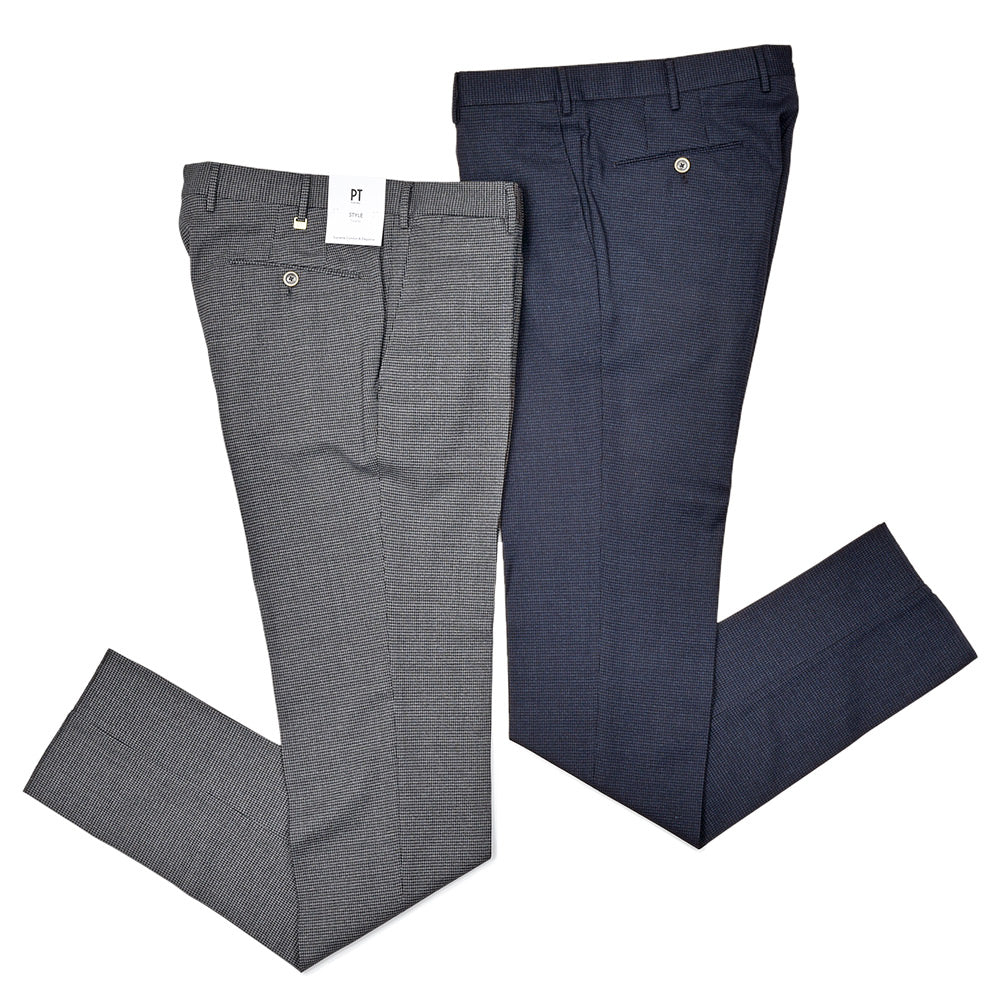PT TORINO(ピーティー トリノ) ウォッシャブルウール ストレッチ ハウンドトゥース ノープリーツパンツ SUPERSLIM FIT/PO65