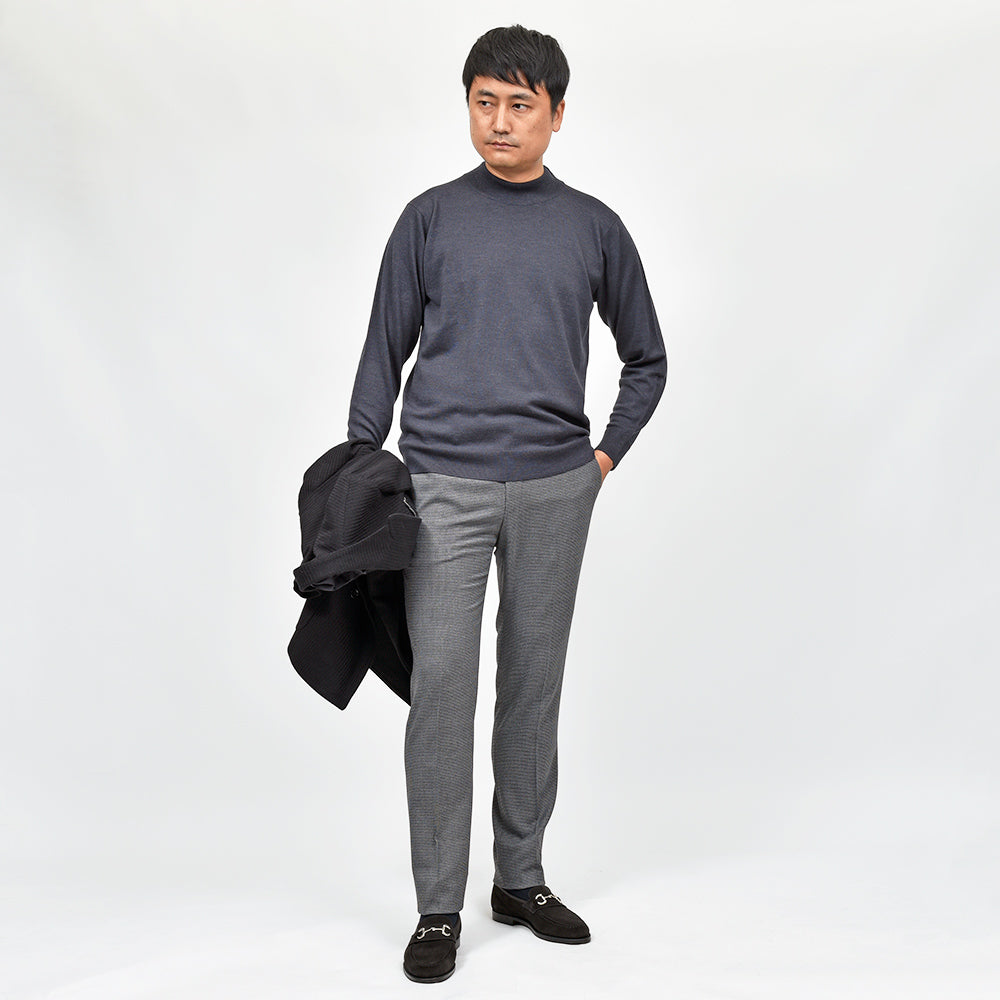 PT TORINO(ピーティー トリノ) ウォッシャブルウール ストレッチ ハウンドトゥース ノープリーツパンツ SUPERSLIM FIT/PO65