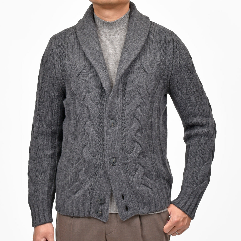 GRAN SASSO(グランサッソ) ローゲージウールナイロンショールカラーニットカーディガン 10189/19107