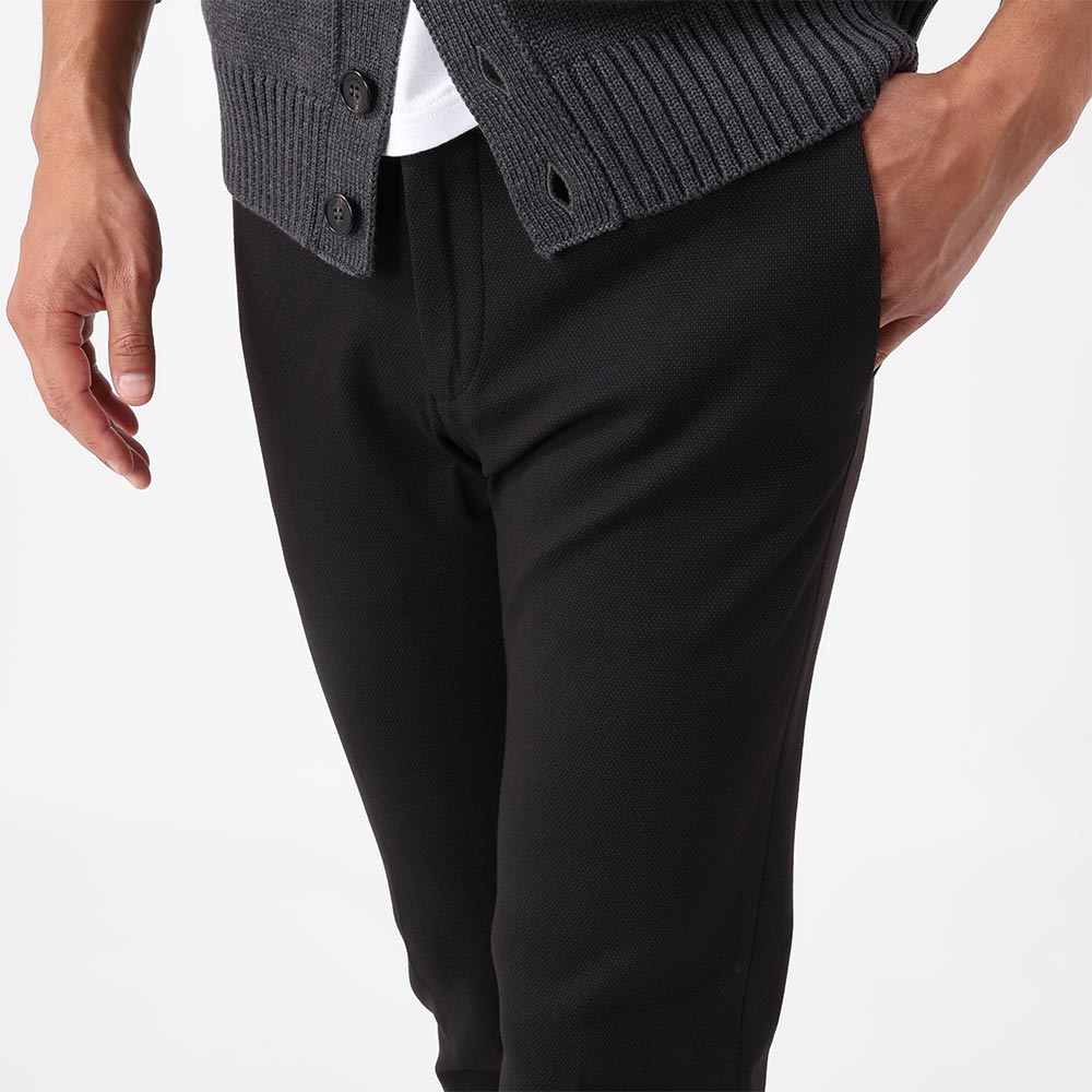 インコテックス / テクノジャージー バーズアイ ノープリーツ バックシャーリング パンツ(インドローコード付き)/SLIM FIT/1TS084 40950/ブラック