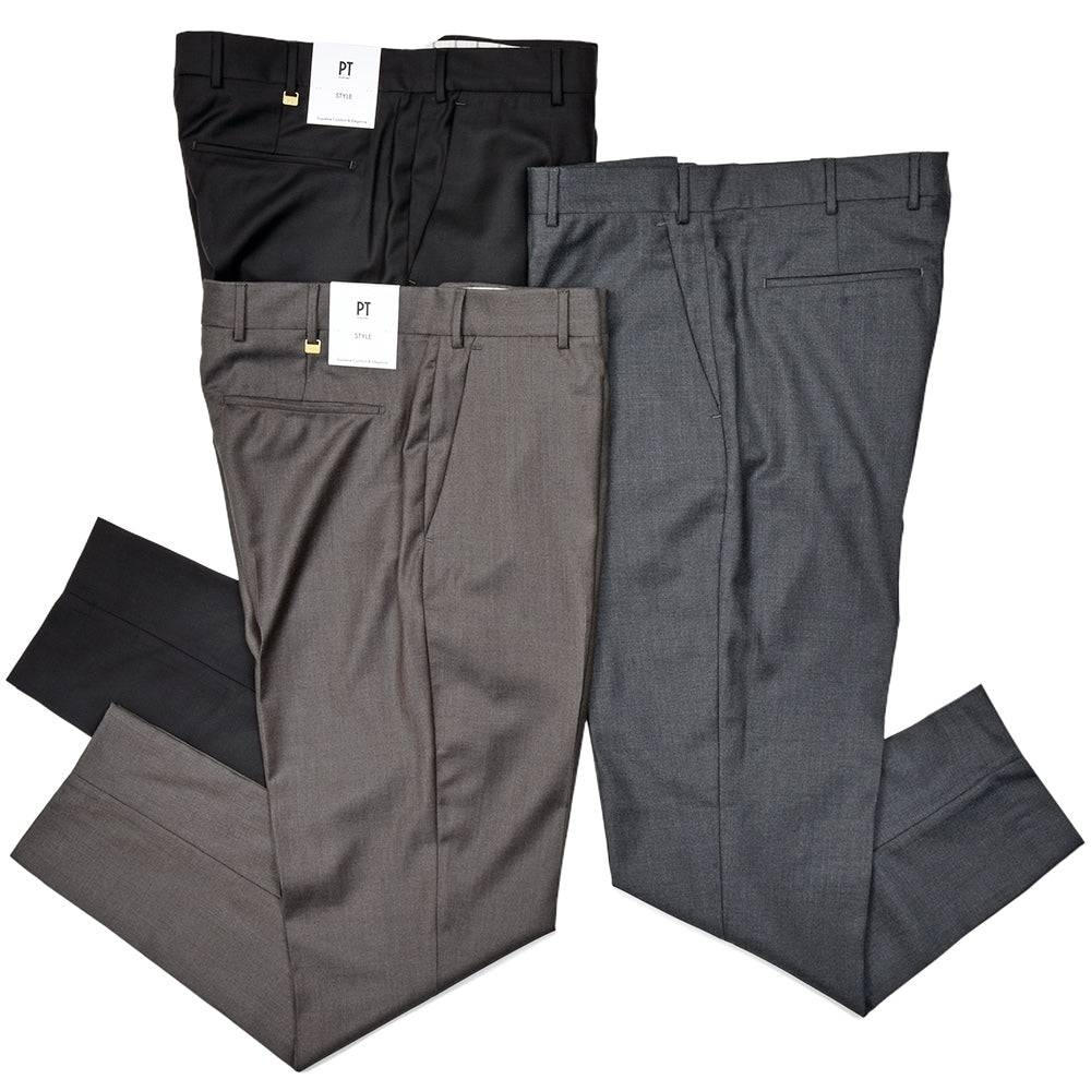 PT TORINO(ピーティー トリノ) ヴァージンウール サキソニー ノープリーツパンツ REBEL FIT/VS09