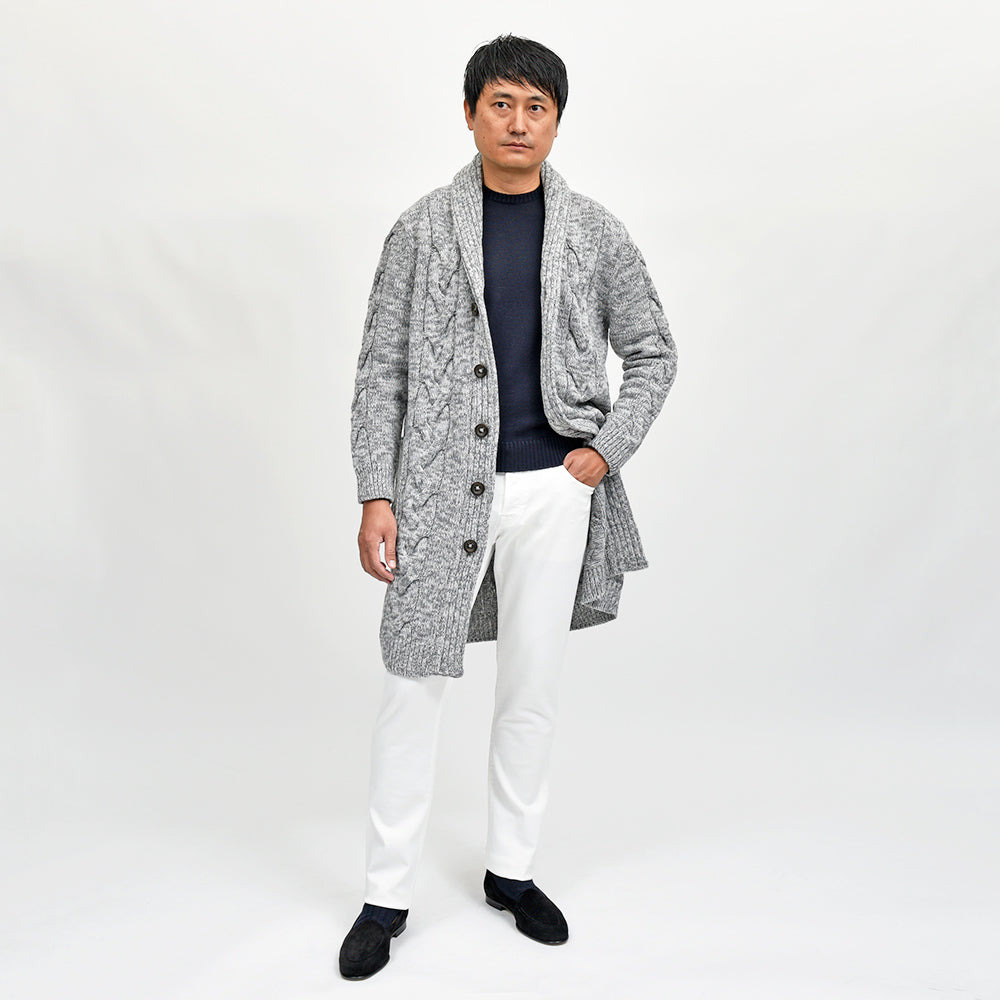 Settefili Cashmere(セッテフィーリ カシミア) ウールカシミヤ ショールカラーロングカーディガン