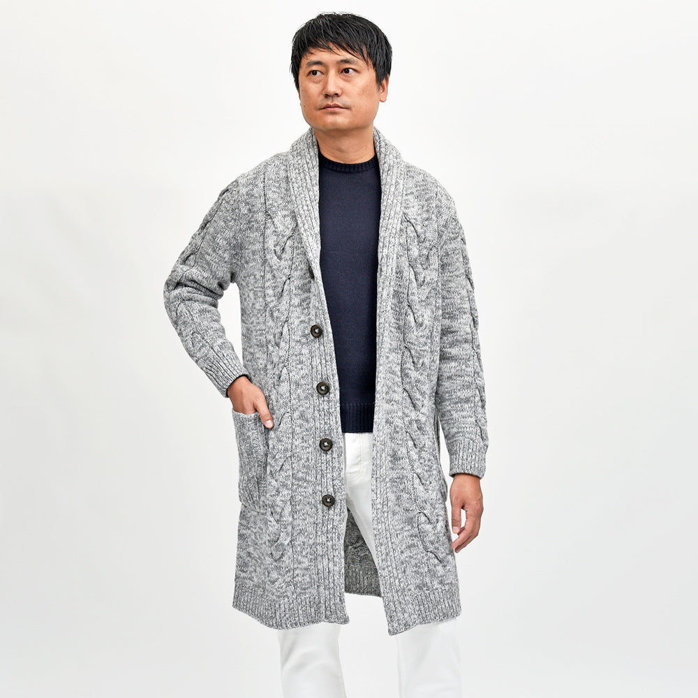 Settefili Cashmere(セッテフィーリ カシミア) ウールカシミヤ ショールカラーロングカーディガン