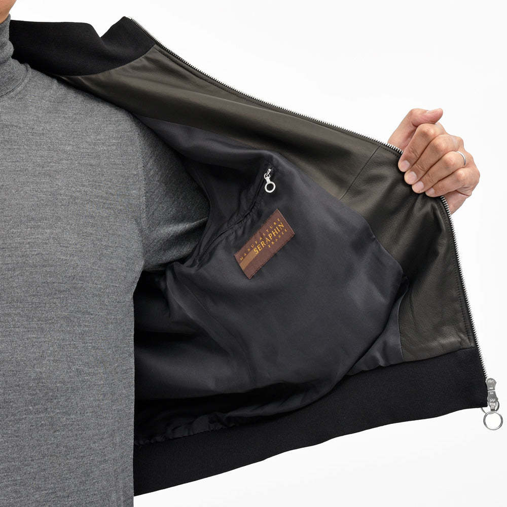 SERAPHIN(セラファン) BLOUSON506 ラムレザーリブスタンドカラーブルゾン 210-00 14252007025