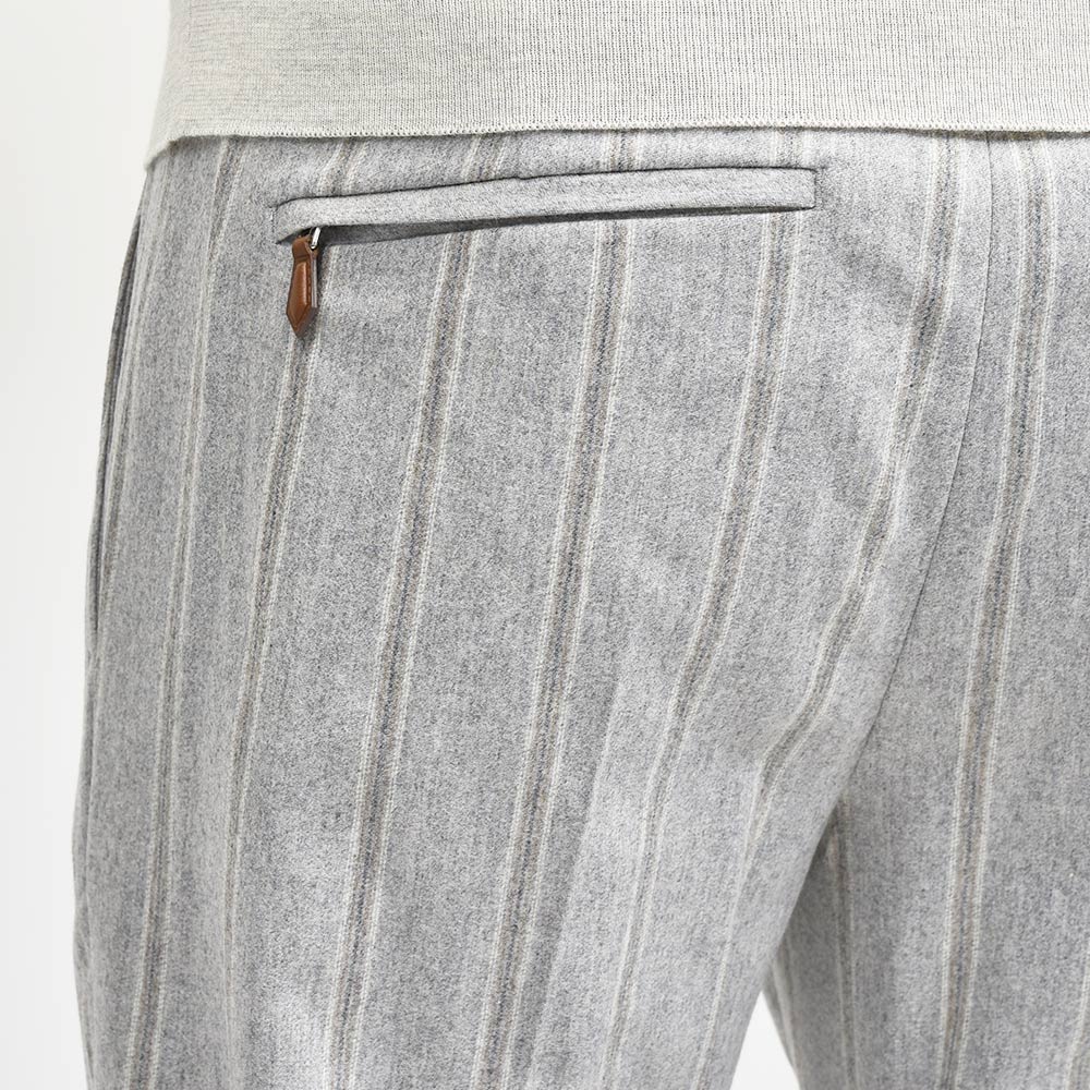 PT TORINO(ピーティー トリノ) ヴァージンウールカシミヤ ストレッチ ライトフランネル ストライプ 1プリーツシャーリングパンツ SOFT FIT/TO02