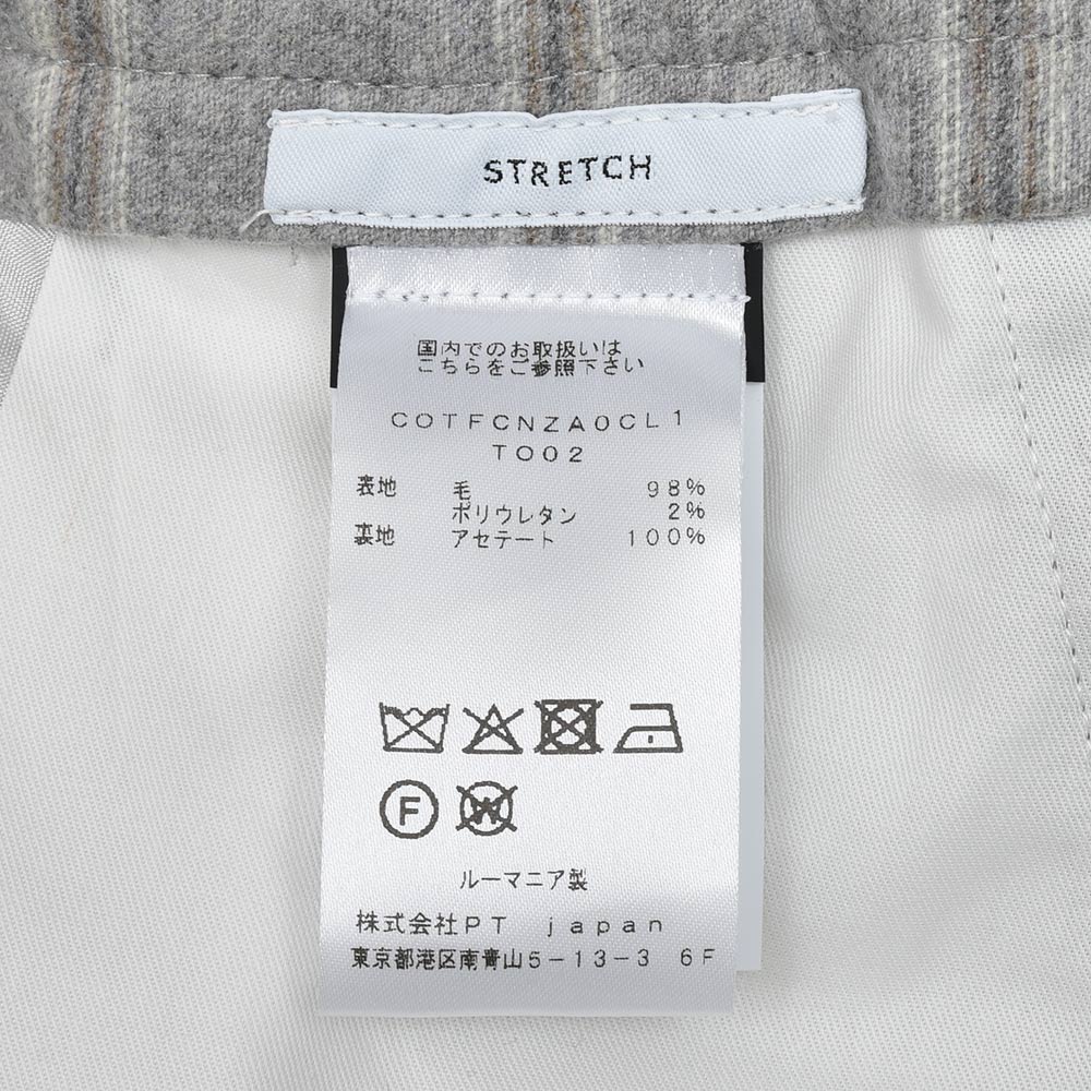 PT TORINO(ピーティー トリノ) ヴァージンウールカシミヤ ストレッチ ライトフランネル ストライプ 1プリーツシャーリングパンツ SOFT FIT/TO02