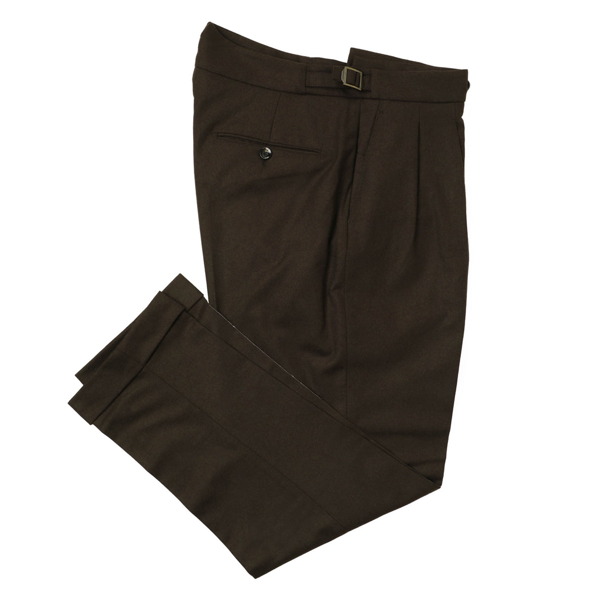 ベルウィッチ / SCOTCH ナイロン カシミヤ ストレッチ 2プリーツ ベルトレス テーパードワイドパンツ / RWSLTX / ダークブラウン
