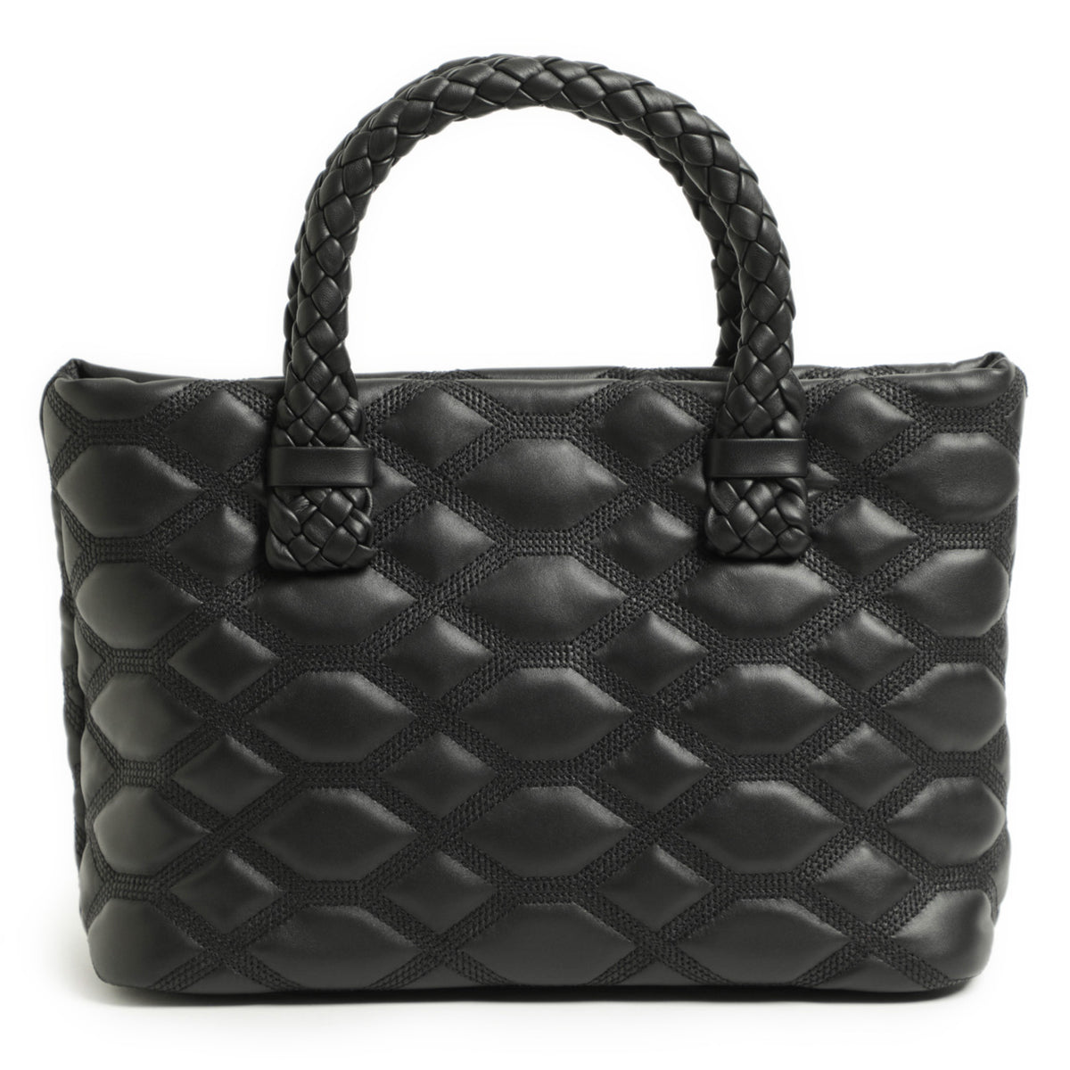 ファロルニ / 【菅原靴店完全別注モデル】イントレチャート レザー キルティング ミニトートバッグ / PHOENIX9 / ブラック