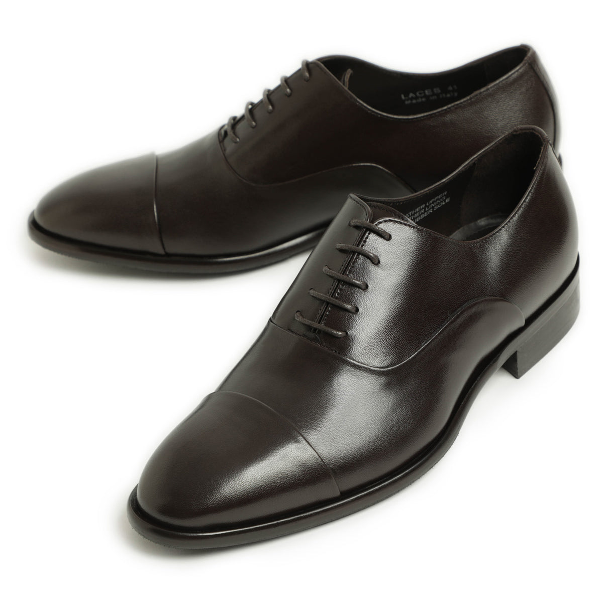 カルツォレリア トスカーナ / レザー ストレートチップ キャップトゥ 内羽根 シューズ(ハーフラバー)/LACES SILVER ダークブラウン