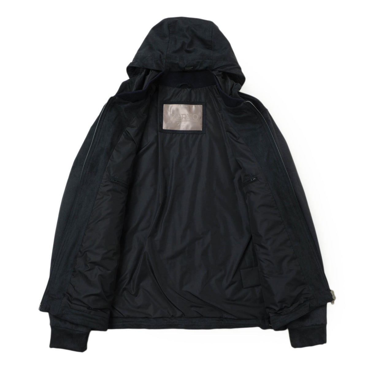ヘルノ / エコスエード ポリエステル ストレッチ ダブルジップ ショート丈 ジップアップパーカー / Resort / GI00083UR / ネイビー