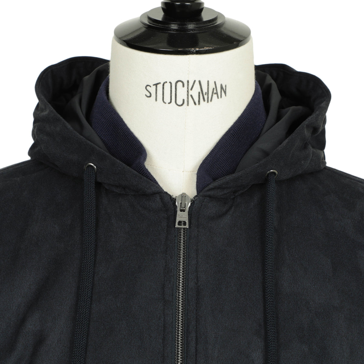 ヘルノ / エコスエード ポリエステル ストレッチ ダブルジップ ショート丈 ジップアップパーカー / Resort / GI00083UR / ネイビー