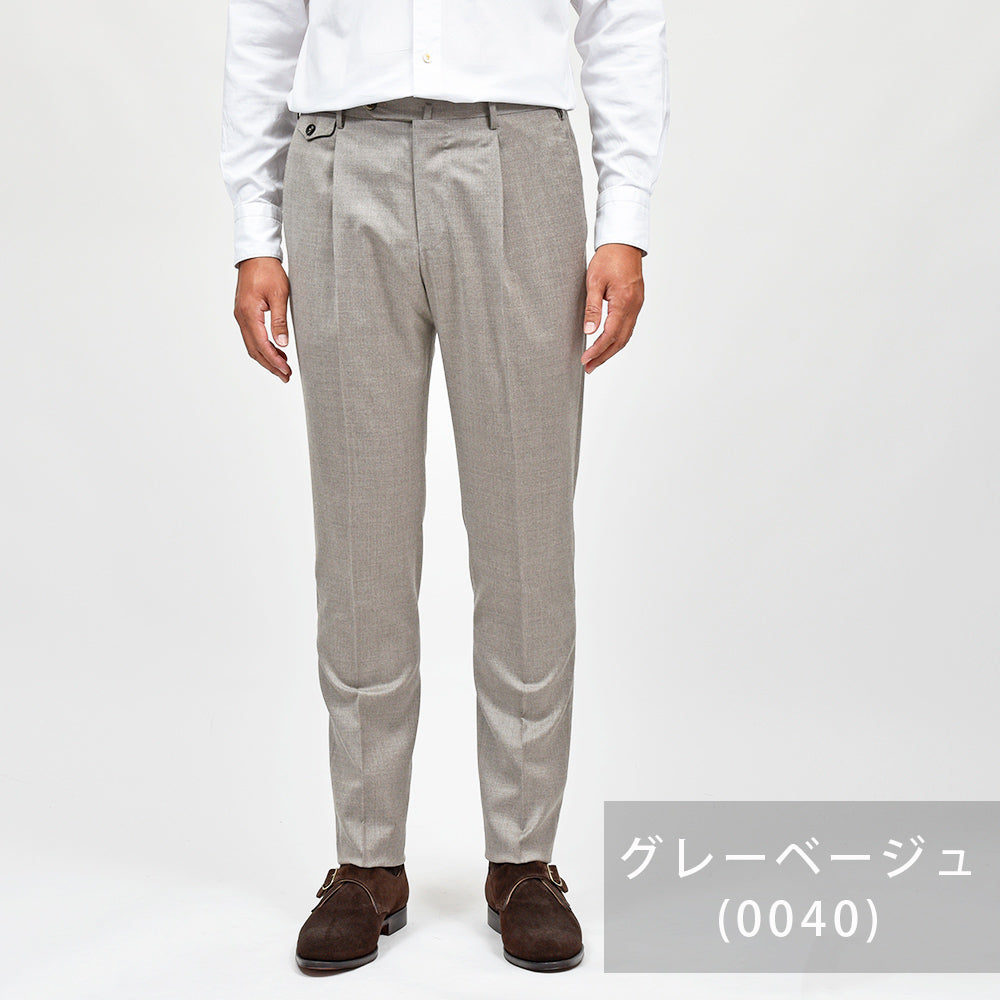 PT TORINO(ピーティー トリノ) Super110'S ヴァージンウール ストレッチ ライトフランネル 1プリーツドレスパンツ GENTLEMAN FIT/CM13