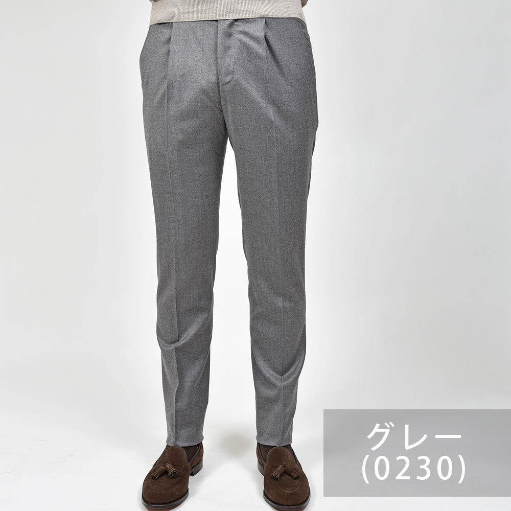 PT TORINO(ピーティー トリノ) Super110'S ヴァージンウール ストレッチ ライトフランネル 1プリーツドレスパンツ GENTLEMAN FIT/CM13