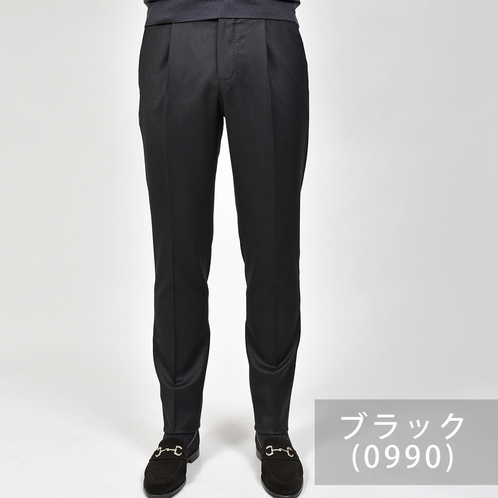 PT TORINO(ピーティー トリノ) Super110'S ヴァージンウール ストレッチ ライトフランネル 1プリーツドレスパンツ GENTLEMAN FIT/CM13