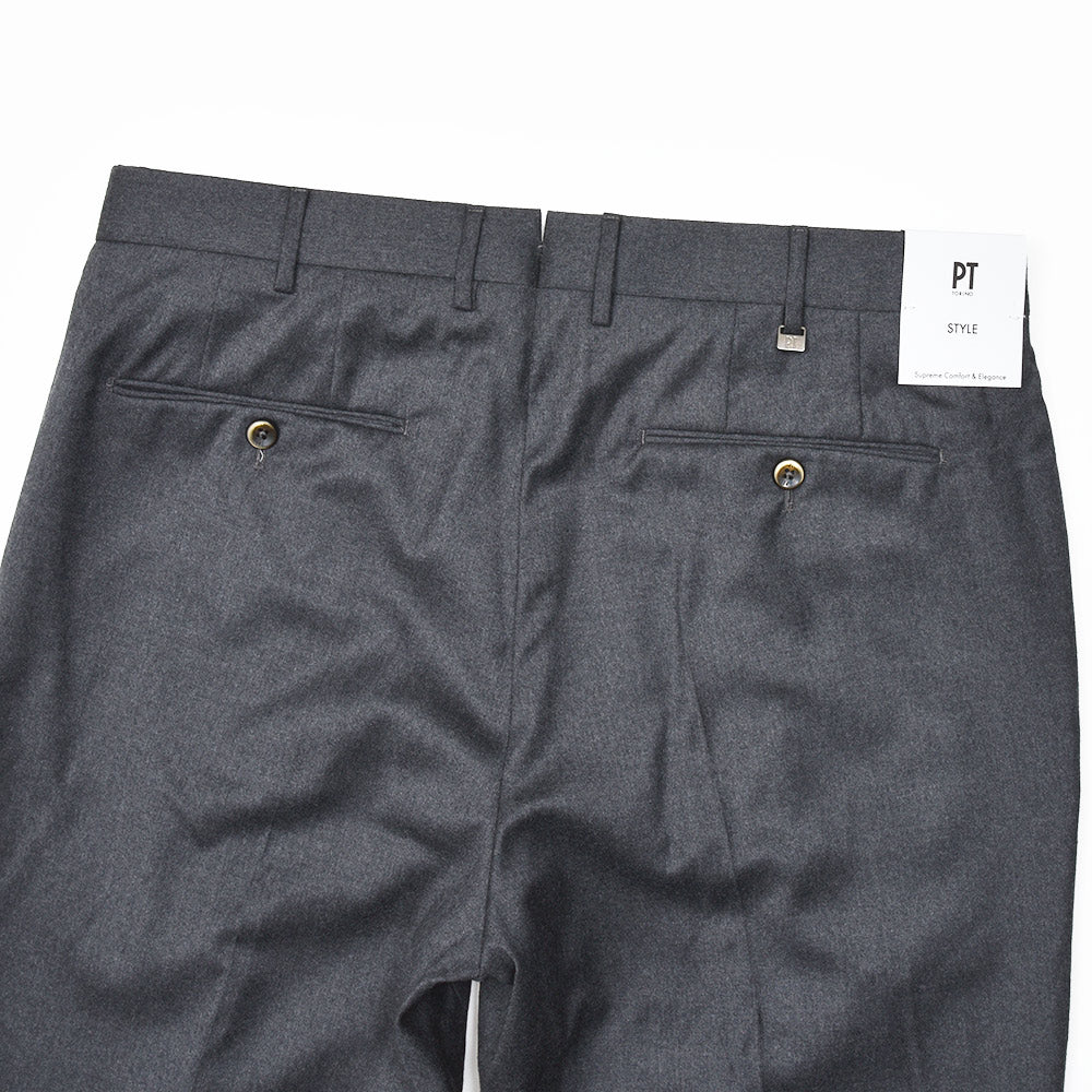 PT TORINO(ピーティー トリノ) Super110'S ヴァージンウール ストレッチ ライトフランネル 1プリーツドレスパンツ GENTLEMAN FIT/CM13