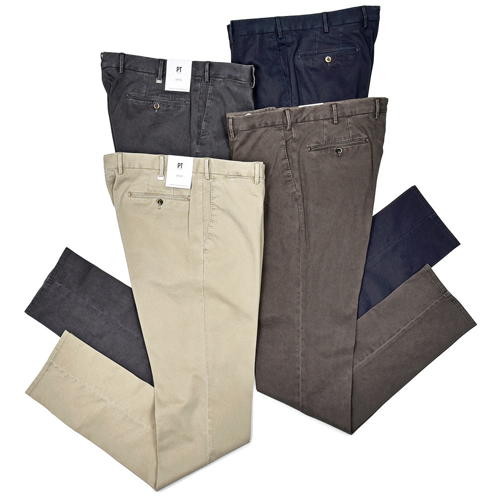 PT TORINO(ピーティー トリノ) コットンストレッチ ガーメントダイ ノープリーツパンツ SLIM FIT/TU99