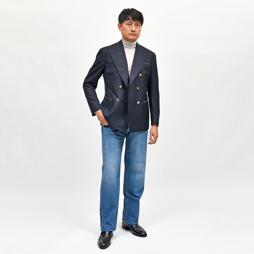 TITO ALLEGRETTO(ティト アレグレット) ヴァージンウール ホップサック ゴールドメタルボタン ダブルジャケット