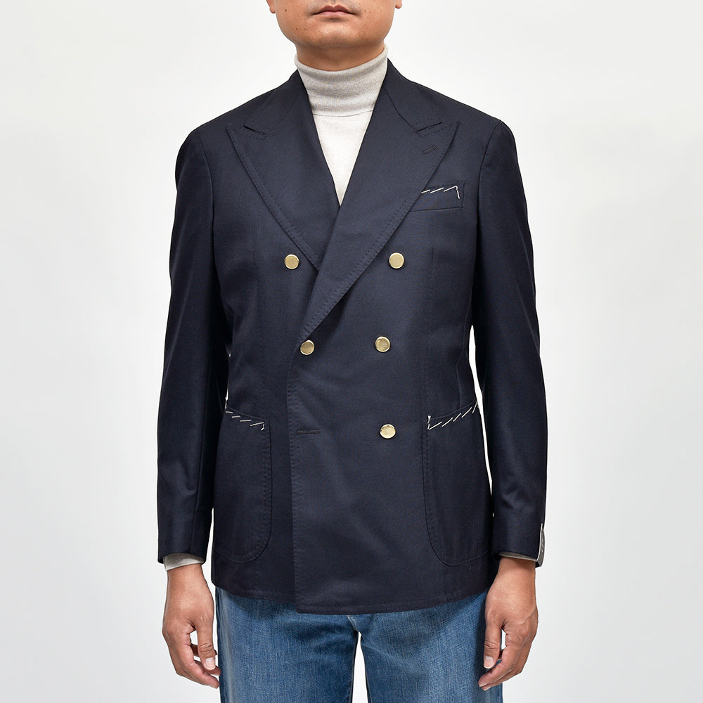 TITO ALLEGRETTO(ティト アレグレット) ヴァージンウール ホップサック ゴールドメタルボタン ダブルジャケット