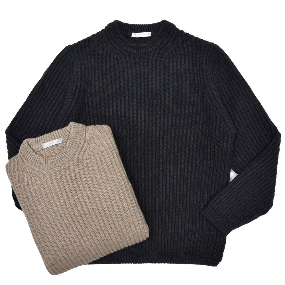 garoh(ガロウ) garoh knit02 ローゲージカシミア フィッシャーマン リブ クルーネックニット