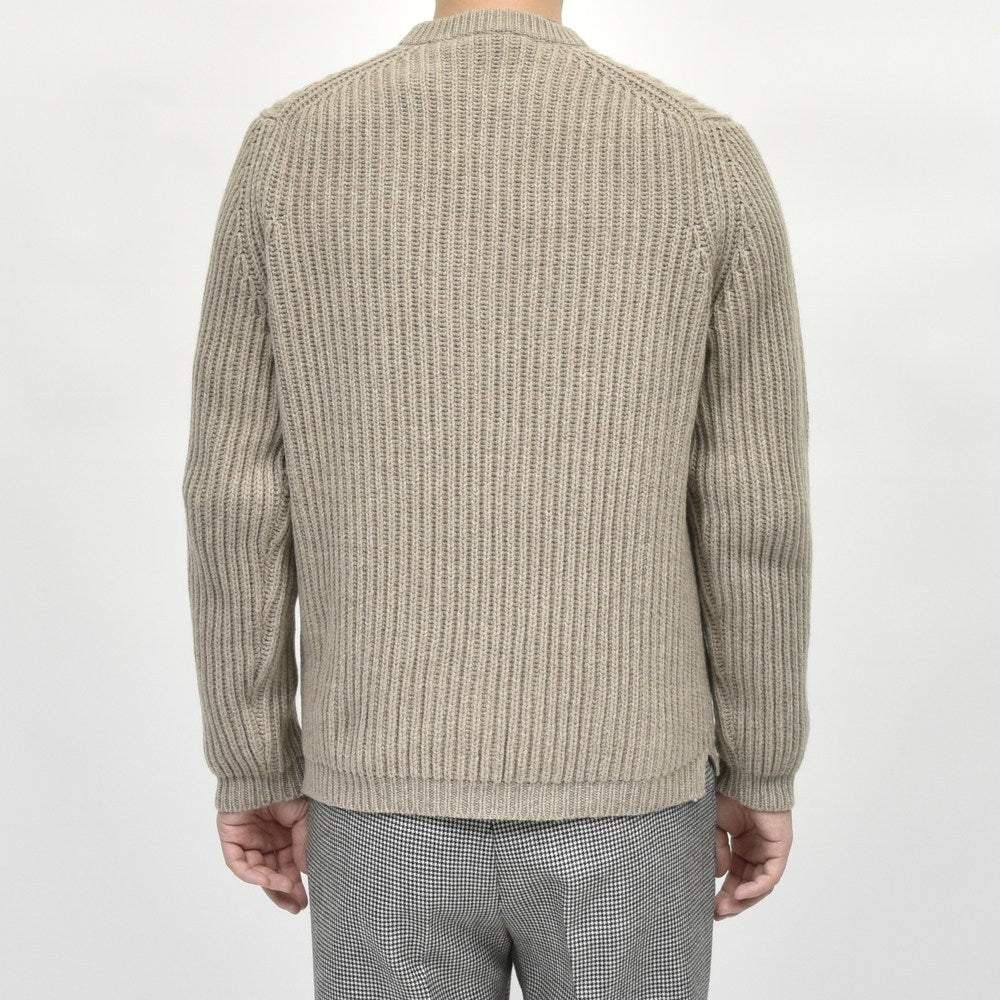 garoh(ガロウ) garoh knit02 ローゲージカシミア フィッシャーマン リブ クルーネックニット