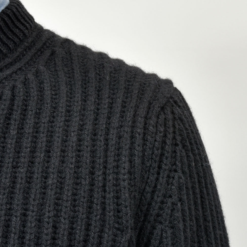 garoh(ガロウ) garoh knit02 ローゲージカシミア フィッシャーマン リブ クルーネックニット