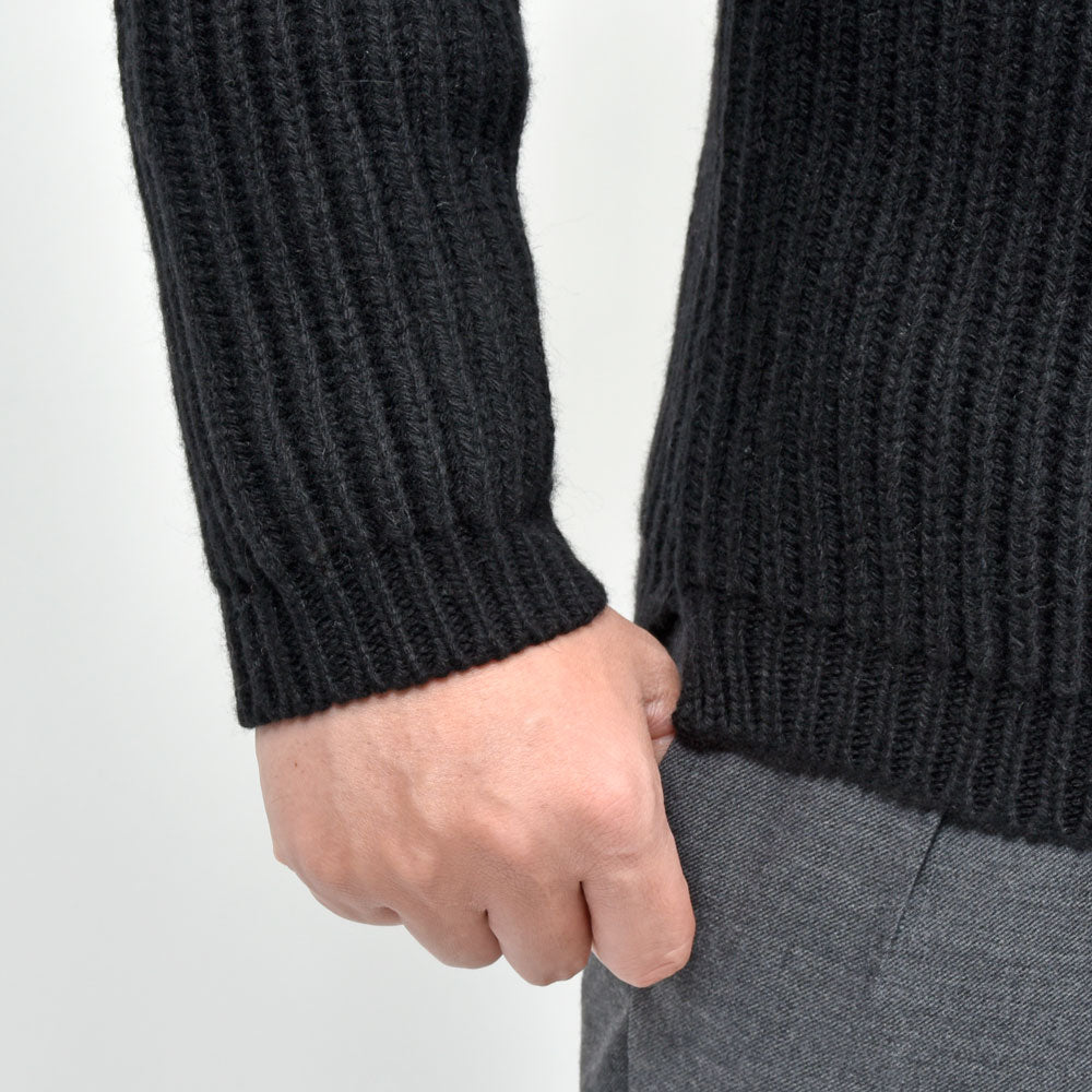 garoh(ガロウ) garoh knit02 ローゲージカシミア フィッシャーマン リブ クルーネックニット