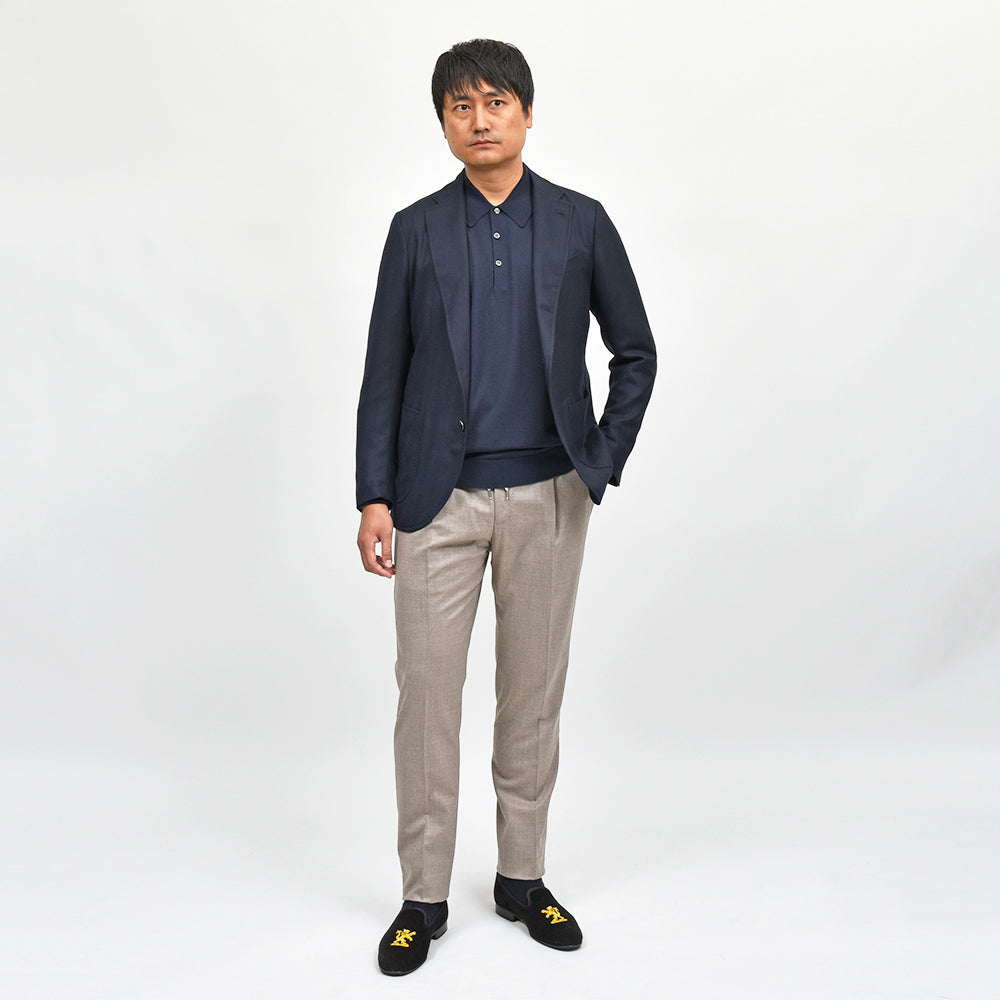 PT TORINO(ピーティー トリノ) ヴァージンウール ストレッチ サキソニー 1プリーツシャーリングパンツ SOFT FIT/MA36