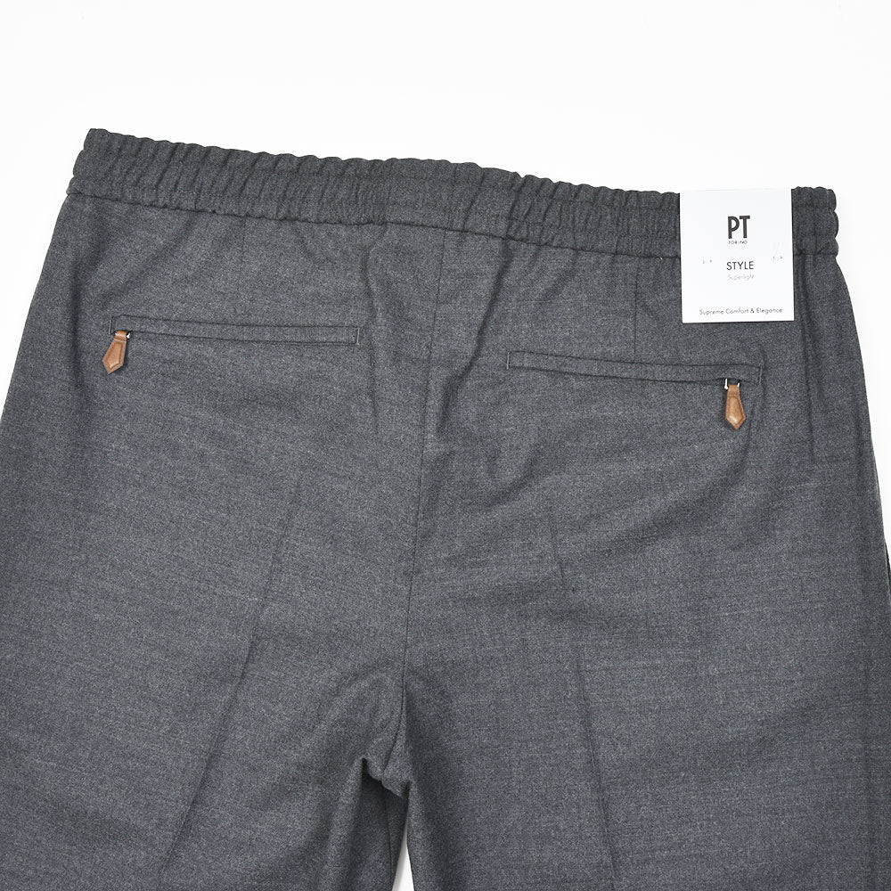 PT TORINO(ピーティー トリノ) ヴァージンウール ストレッチ サキソニー 1プリーツシャーリングパンツ SOFT FIT/MA36