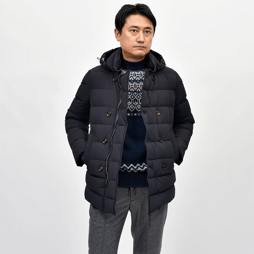 MooRER(ムーレー) FLORIO-KN ナイロンストレッチ 撥水 フーデッド ダウンPコート