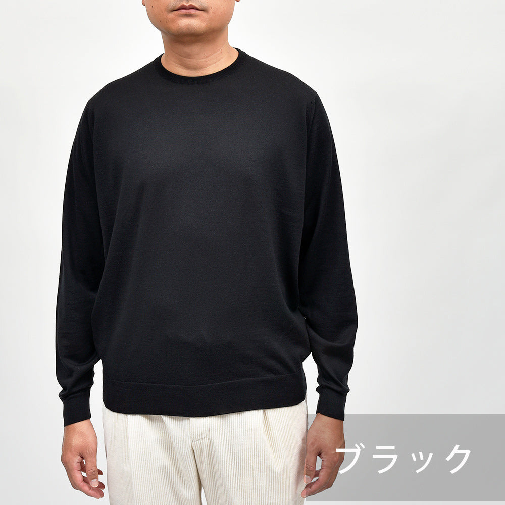 JOHN SMEDLEY(ジョンスメドレー) SCANLAN エクストラファインメリノウール 30ゲージ クルーネックニット MODERN FIT