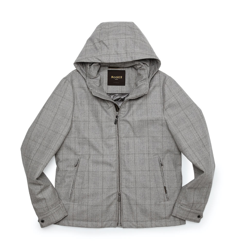 ムーレー /【日本別注】ウールサキソニー フーデッド ダウンジャケット /ALBINI-LQ1/LIGHT GREY