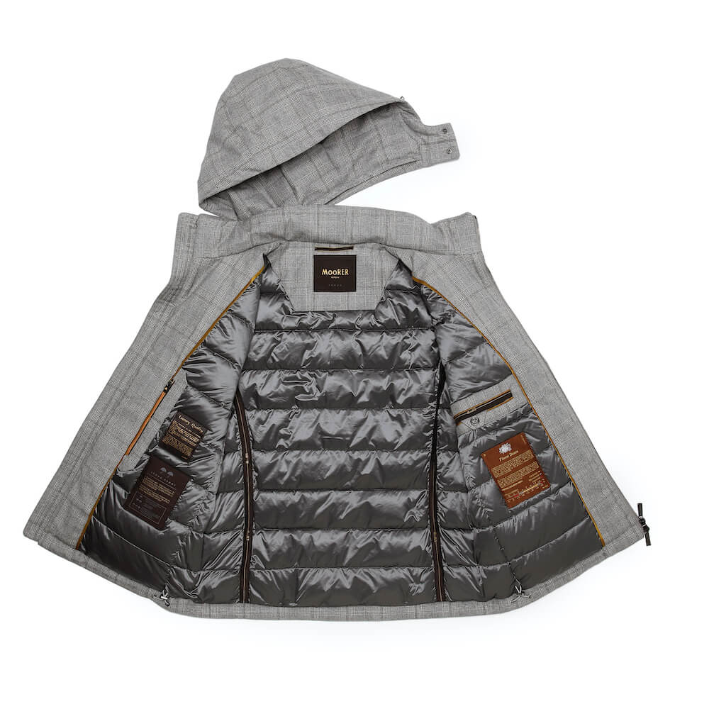 ムーレー /【日本別注】ウールサキソニー フーデッド ダウンジャケット /ALBINI-LQ1/LIGHT GREY