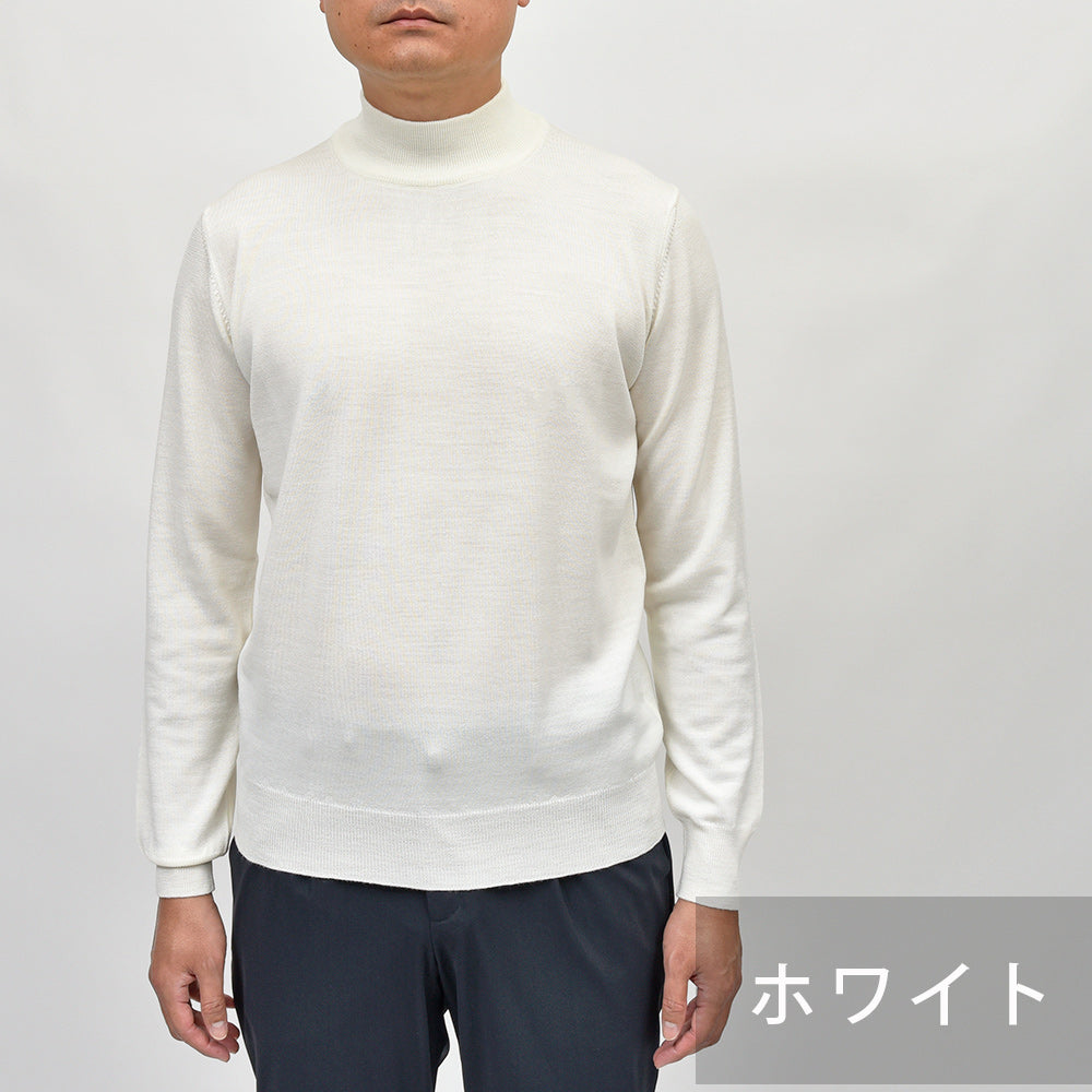 morgano(モルガーノ) エクストラファインメリノウール ハイゲージ モックネックニット