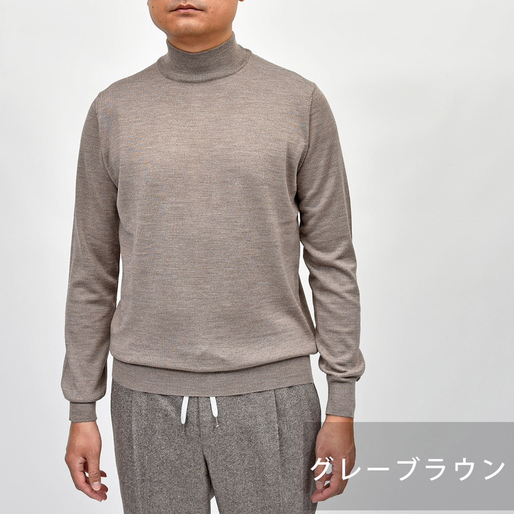 morgano(モルガーノ) エクストラファインメリノウール ハイゲージ モックネックニット