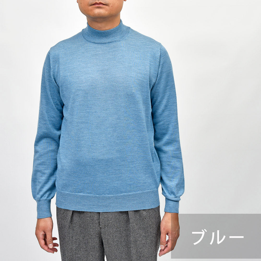 morgano(モルガーノ) エクストラファインメリノウール ハイゲージ モックネックニット