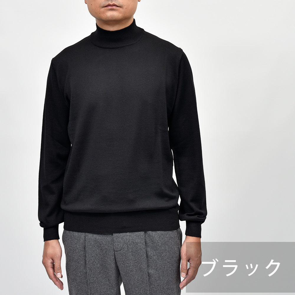 morgano(モルガーノ) エクストラファインメリノウール ハイゲージ モックネックニット