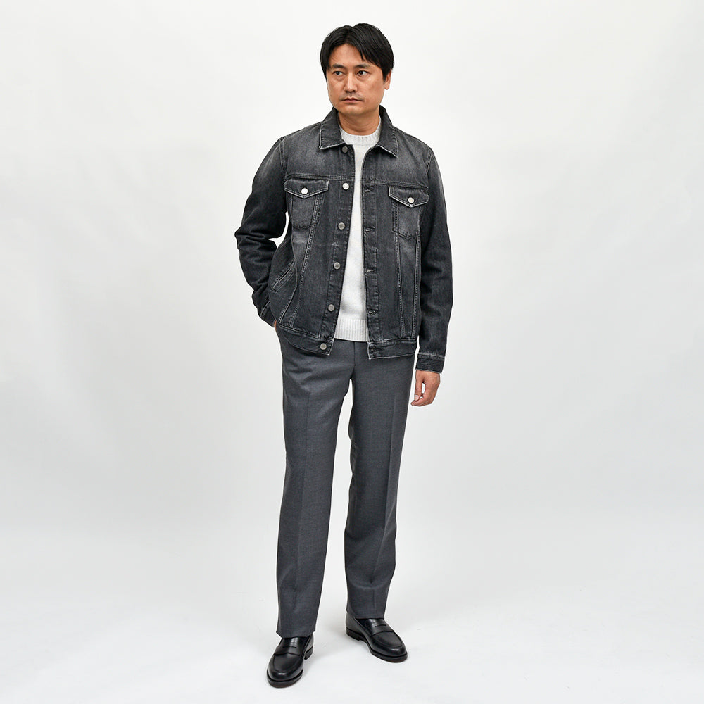 PT TORINO DENIM(ピーティートリノデニム) コットン ブラックデニム ウォッシュド Gジャン トラッカージャケット TX3810