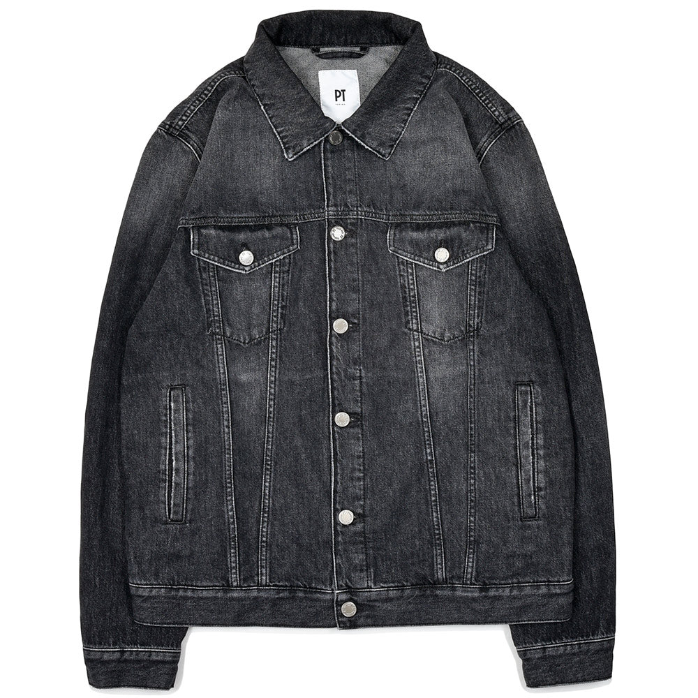 PT TORINO DENIM(ピーティートリノデニム) コットン ブラックデニム ウォッシュド Gジャン トラッカージャケット TX3810