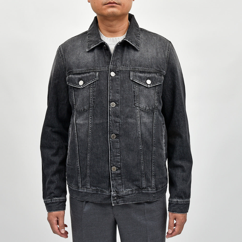 PT TORINO DENIM(ピーティートリノデニム) コットン ブラックデニム ウォッシュド Gジャン トラッカージャケット TX3810