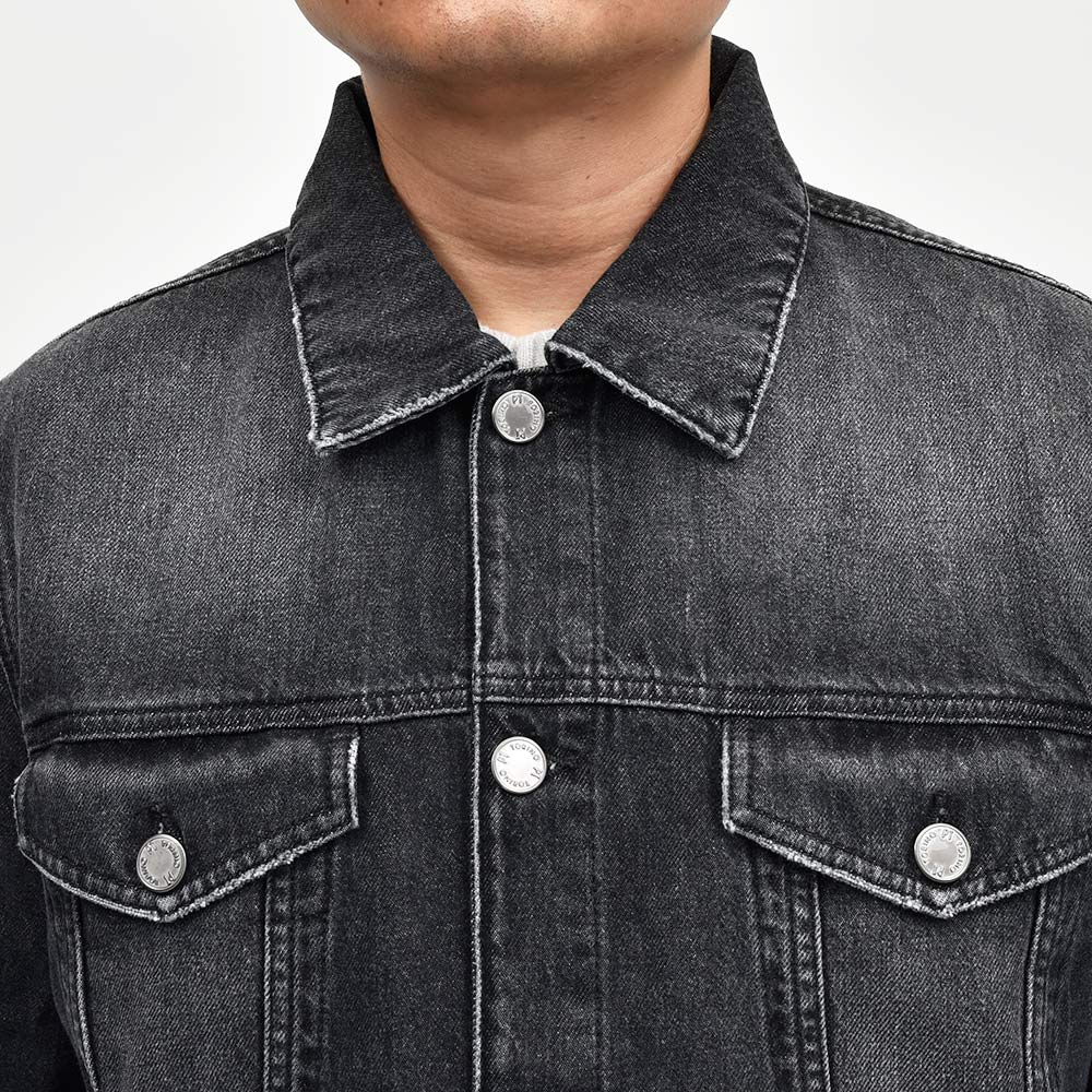 PT TORINO DENIM(ピーティートリノデニム) コットン ブラックデニム ウォッシュド Gジャン トラッカージャケット TX3810
