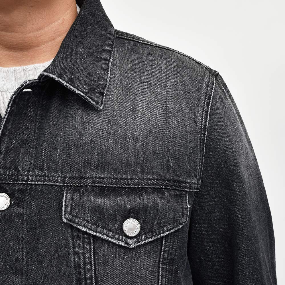 PT TORINO DENIM(ピーティートリノデニム) コットン ブラックデニム ウォッシュド Gジャン トラッカージャケット TX3810