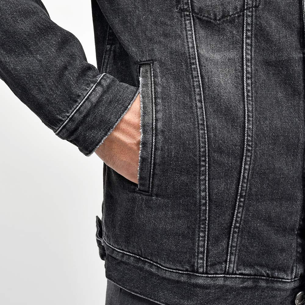 PT TORINO DENIM(ピーティートリノデニム) コットン ブラックデニム ウォッシュド Gジャン トラッカージャケット TX3810