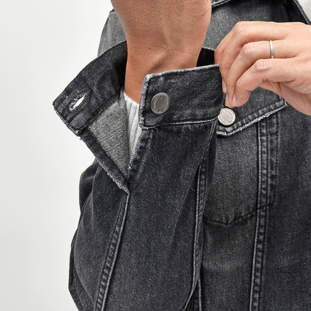 PT TORINO DENIM(ピーティートリノデニム) コットン ブラックデニム ウォッシュド Gジャン トラッカージャケット TX3810