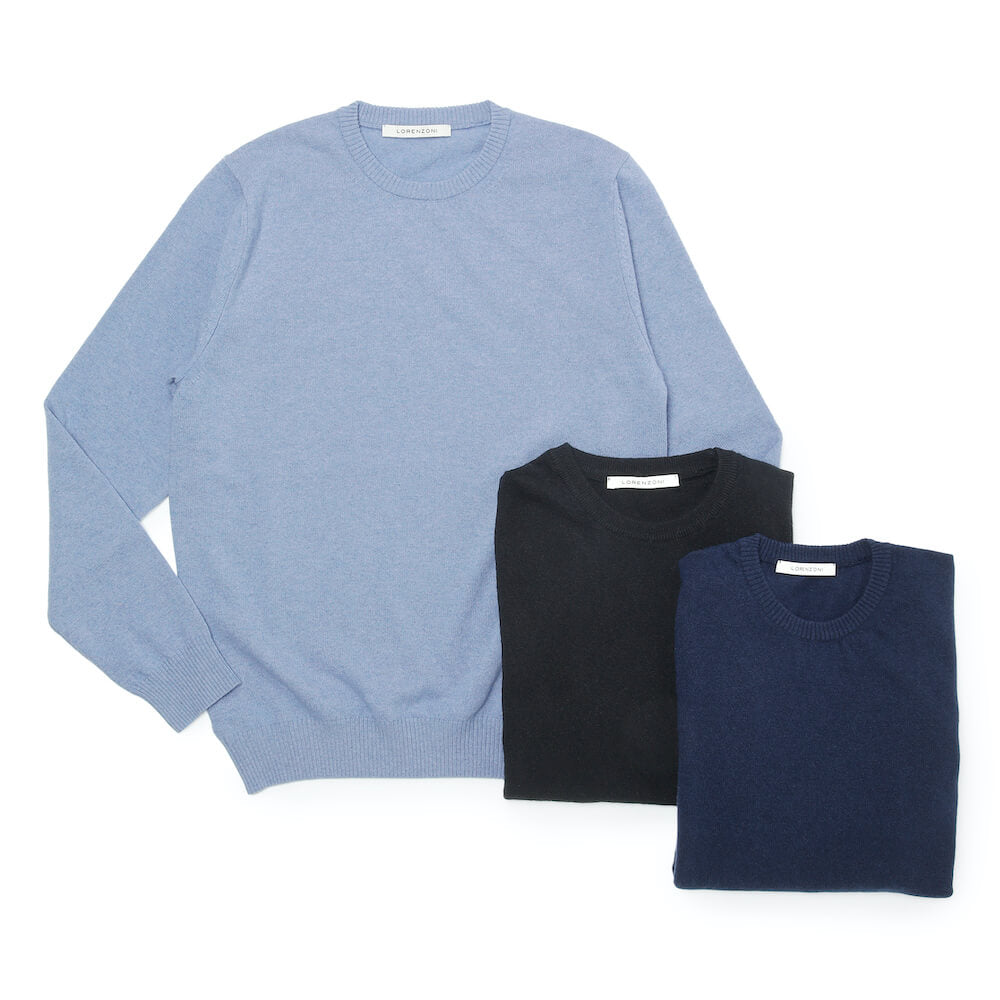 ロレンツォーニ / ウール&カシミア クルーネックニット/CASHMERE BLEND/001268L10