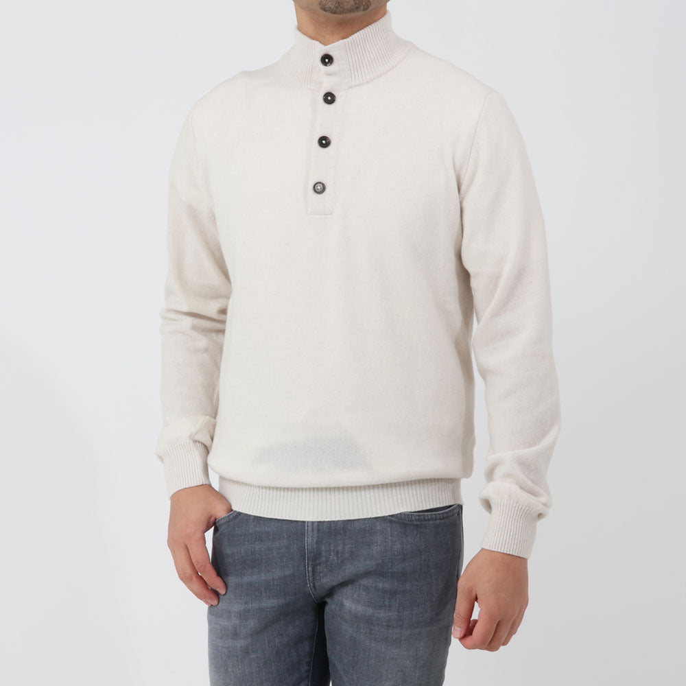 ロレンツォーニ / ウール&カシミア ボタン付きハイネック/CASHMERE BLEND/001268L69