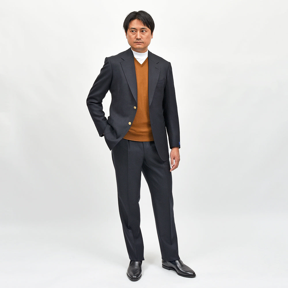 Fumiya Hirano LONDON(フミヤヒラノロンドン) BRIGHTON ウール サキソニー セットアップ対応 メタルボタン シングルジャケット