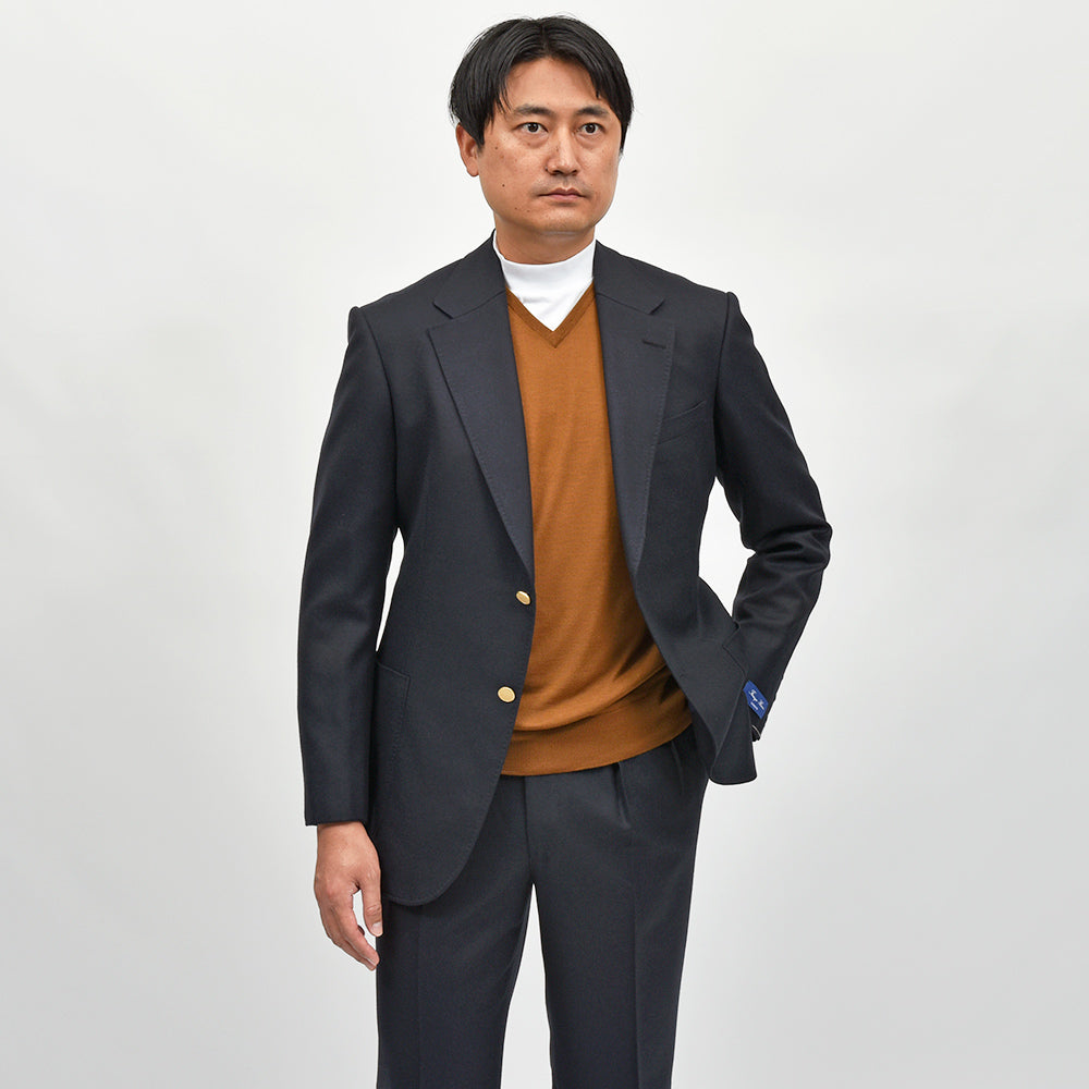 Fumiya Hirano LONDON(フミヤヒラノロンドン) BRIGHTON ウール サキソニー セットアップ対応 メタルボタン シングルジャケット